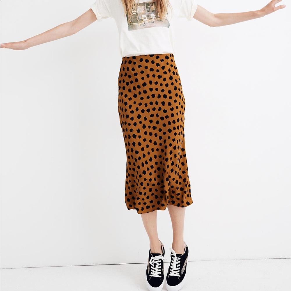 Midi Slip Skirt in Painted Spots